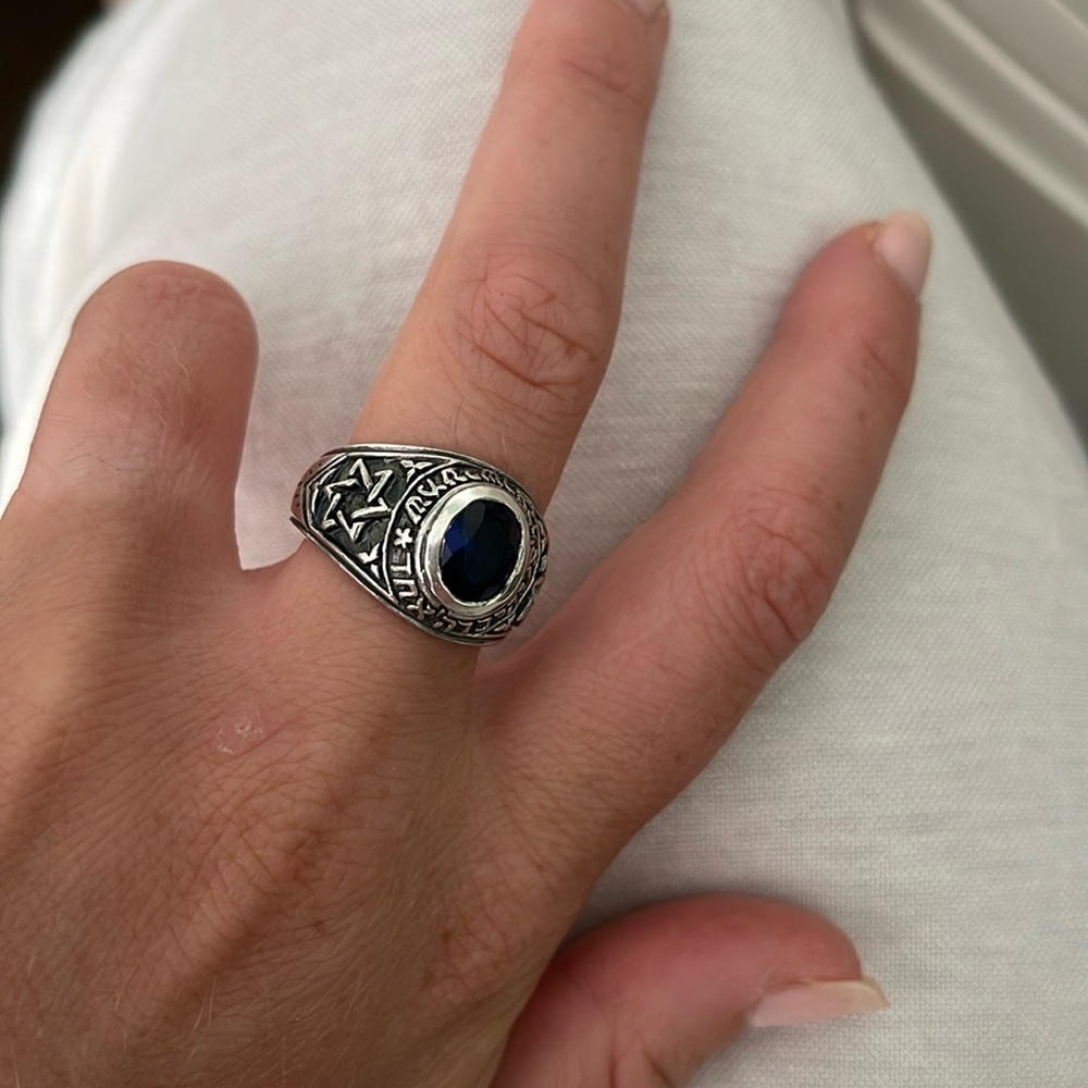 925 sterling silver dark blue crystal prayer ring unisex
